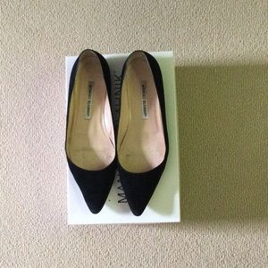 Manolo Blahnik black suede flats